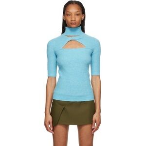 Ganni blue alpaca knot turtleneck